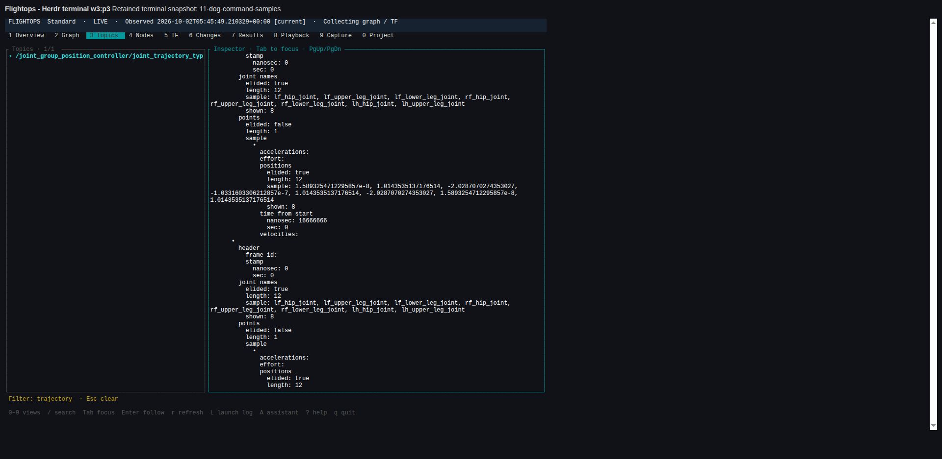 R002 bounded trajectory command samples on the typo topic