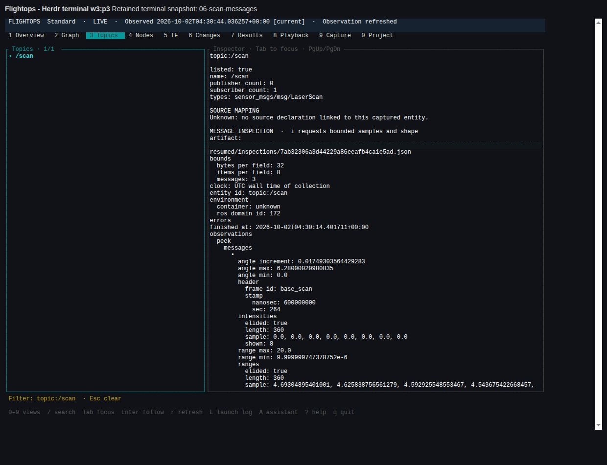 Topics inspector showing scan endpoints and bounded retained samples